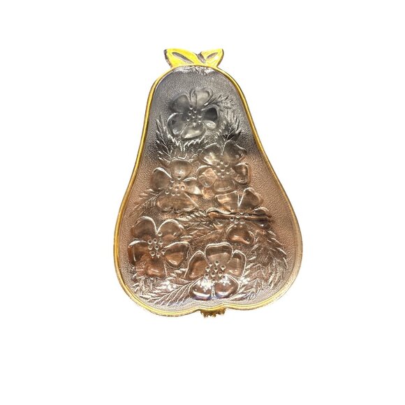 Vintage Hazel Atlas Glass Pear Shaped Candy/Nut Dish With Gold Rim 8" L 5" W 1" - Picture 2 of 5